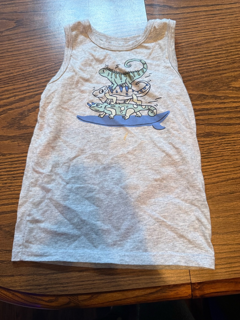 Carter's Light Gray Tank Top with Surfing Lizard Stack